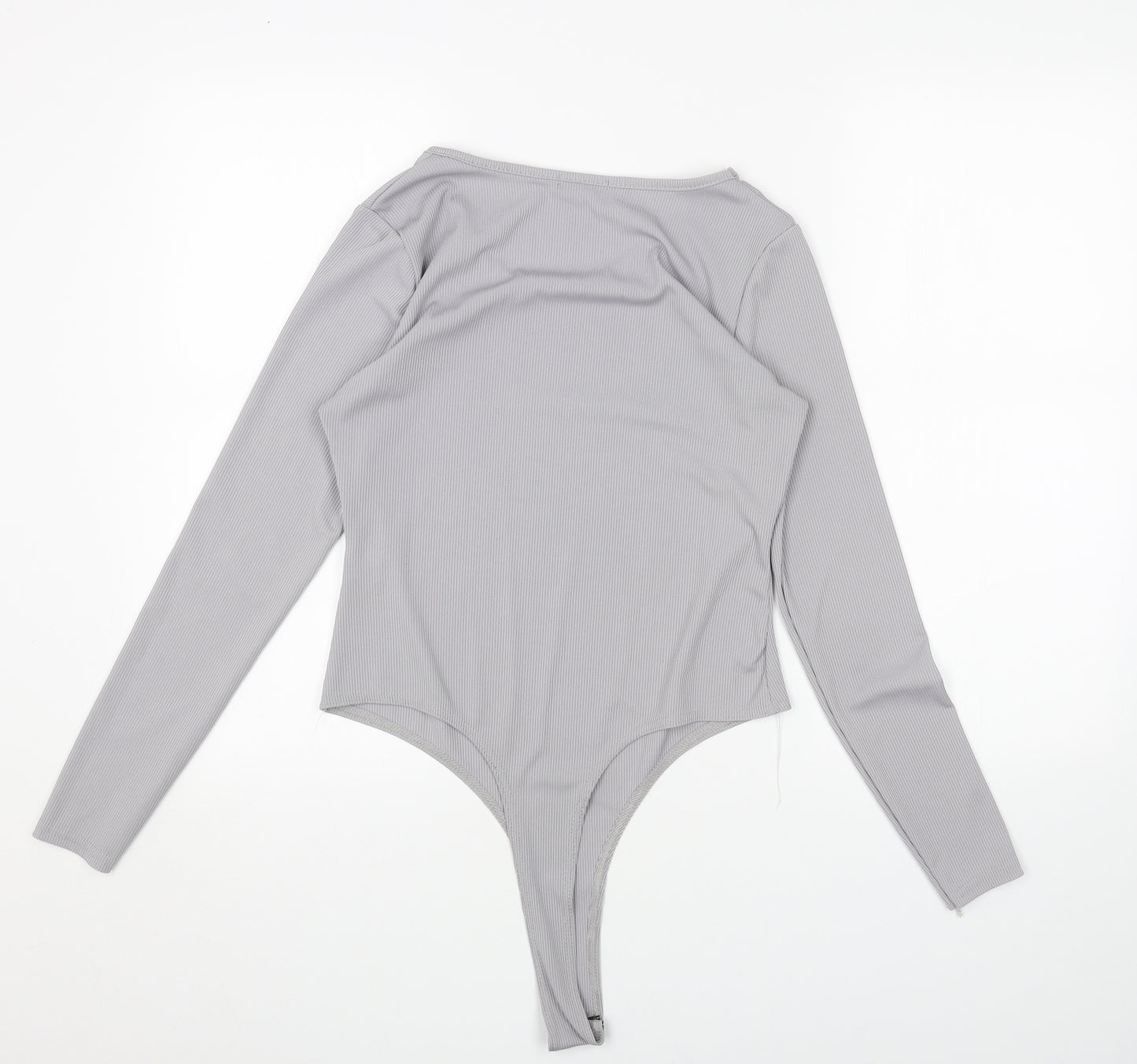 Boohoo Womens Grey Polyester Bodysuit One-Piece Size 16 Snap
