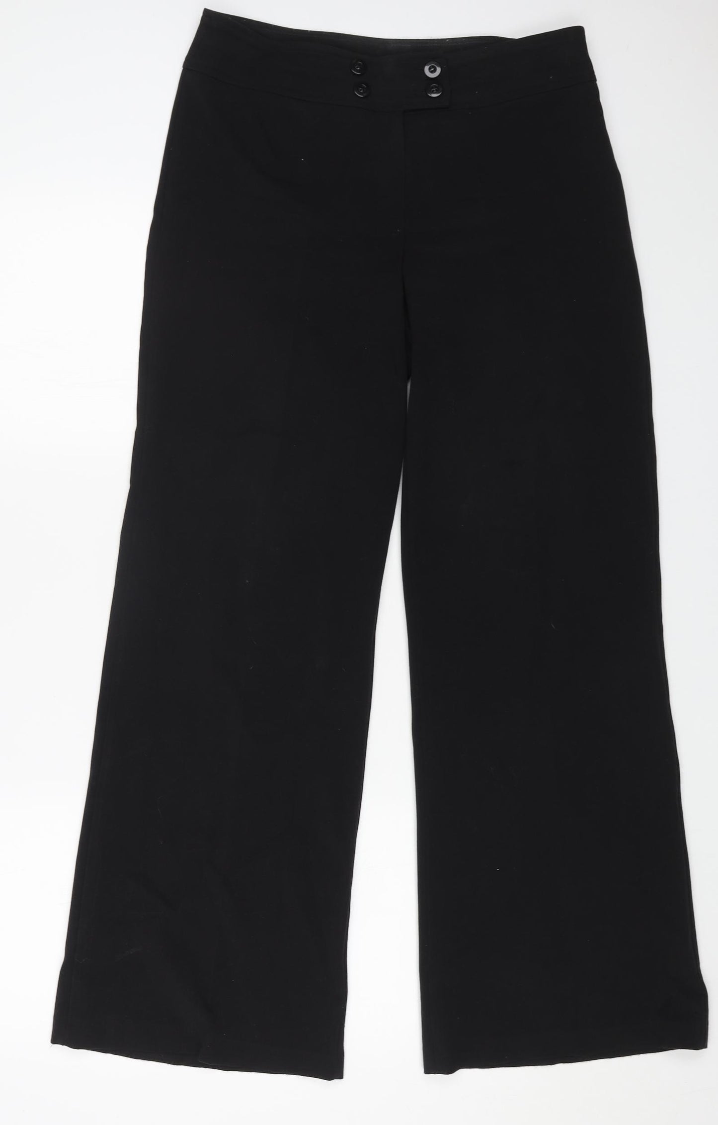 BHS Womens Black Polyester Trousers Size 10 L28 in Regular Button