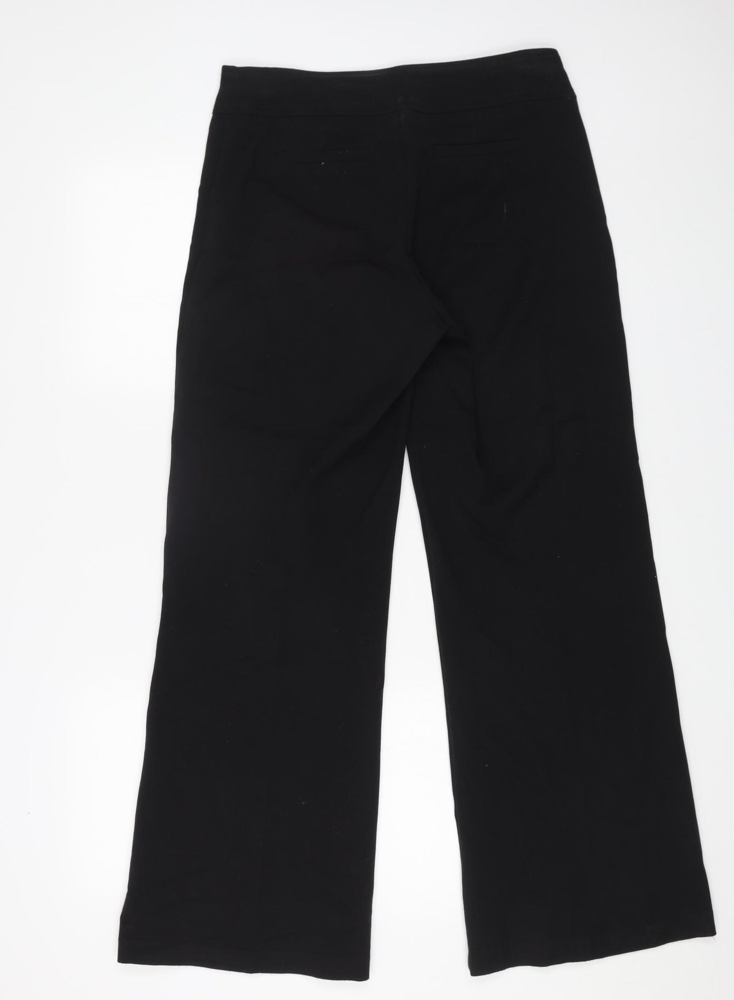 BHS Womens Black Polyester Trousers Size 10 L28 in Regular Button