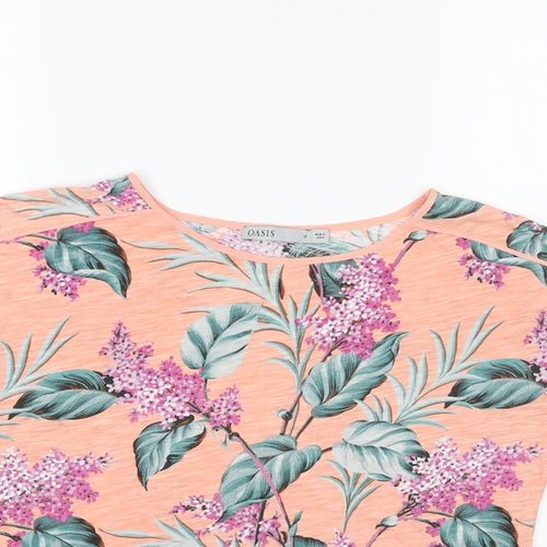 Oasis Womens Pink Geometric Cotton Basic T-Shirt Size M Round Neck