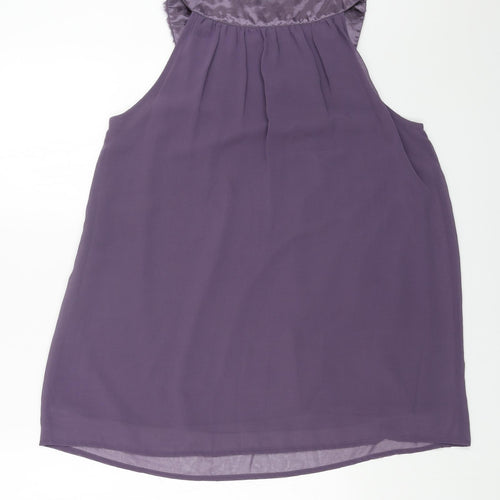 INTOWN Womens Purple Polyester Basic Tank Size 8 Round Neck