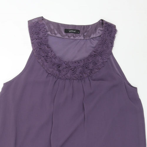 INTOWN Womens Purple Polyester Basic Tank Size 8 Round Neck