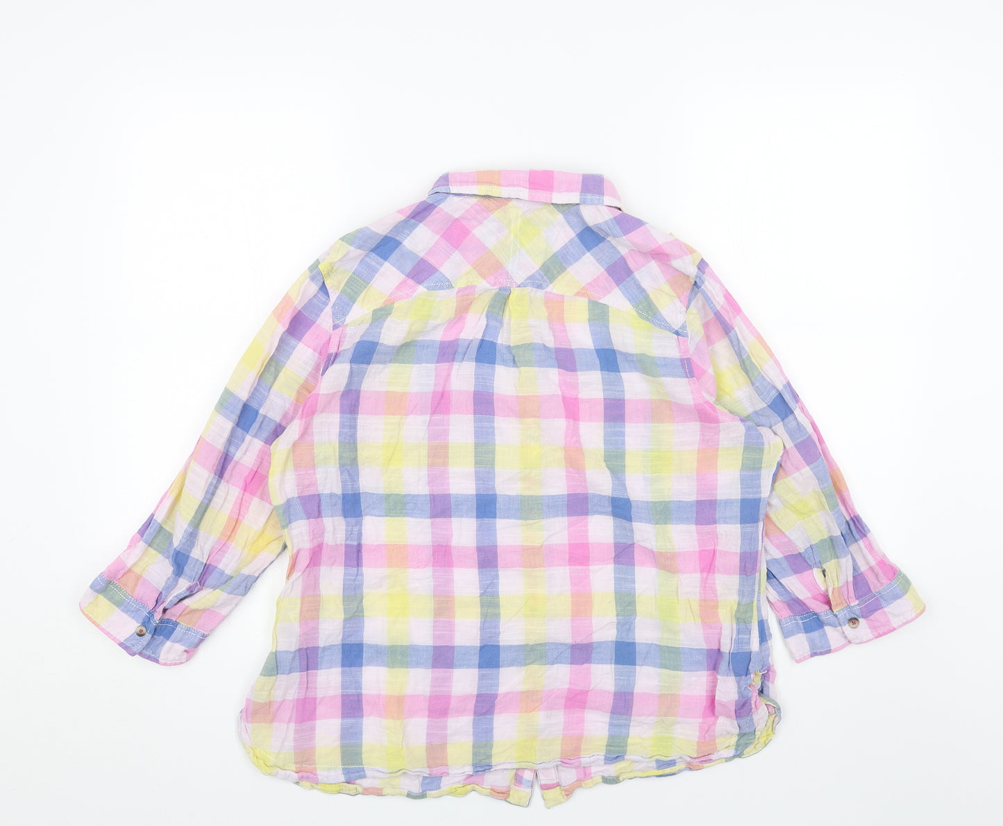 Marks and Spencer Womens Multicoloured Geometric Cotton Basic Button-Up Size 18 V-Neck