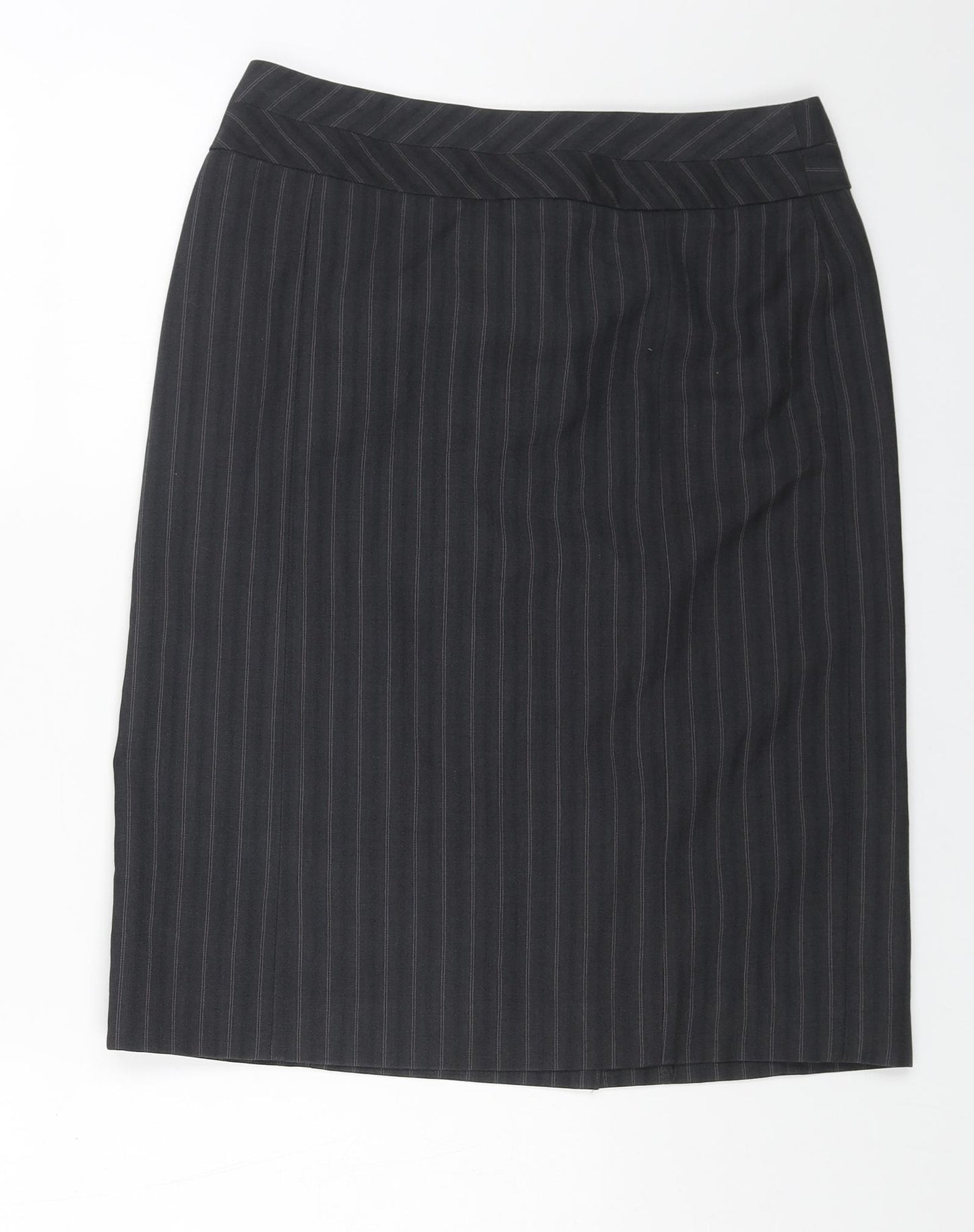 Autonomy Womens Grey Striped Polyester Straight & Pencil Skirt Size 8 Zip