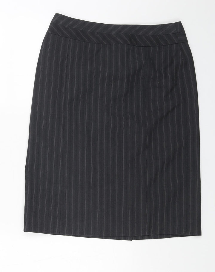 Autonomy Womens Grey Striped Polyester Straight & Pencil Skirt Size 8 Zip