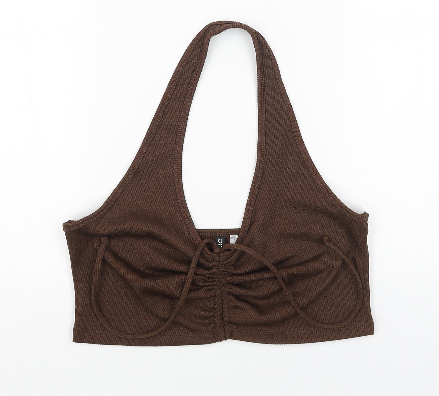 H&M Womens Brown Polyester Cropped Tank Size L Halter
