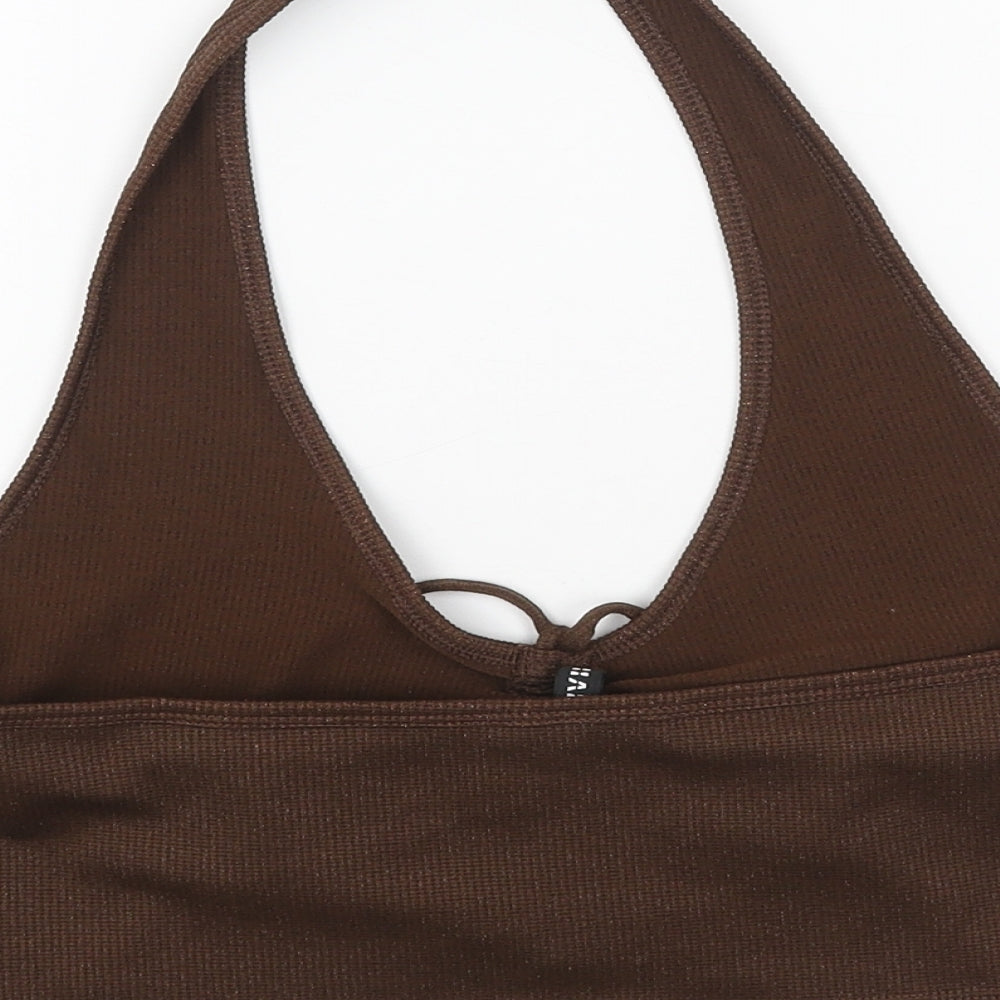 H&M Womens Brown Polyester Cropped Tank Size L Halter
