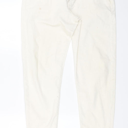 Marks and Spencer Womens White Cotton Tapered Jeans Size 34 in L29 in Regular Button