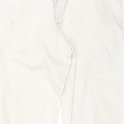 Marks and Spencer Womens White Cotton Tapered Jeans Size 34 in L29 in Regular Button