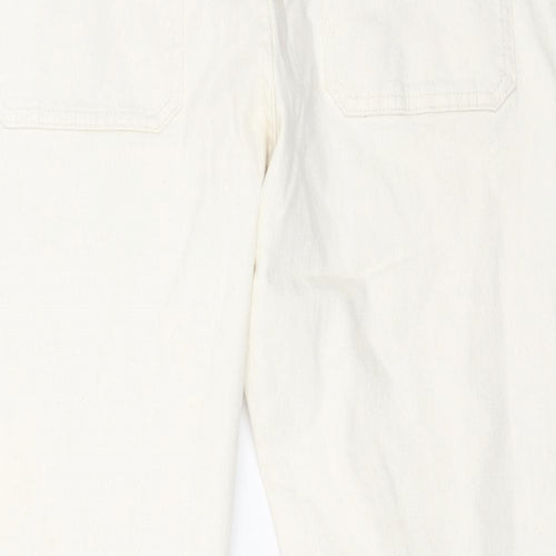 Marks and Spencer Womens White Cotton Tapered Jeans Size 34 in L29 in Regular Button