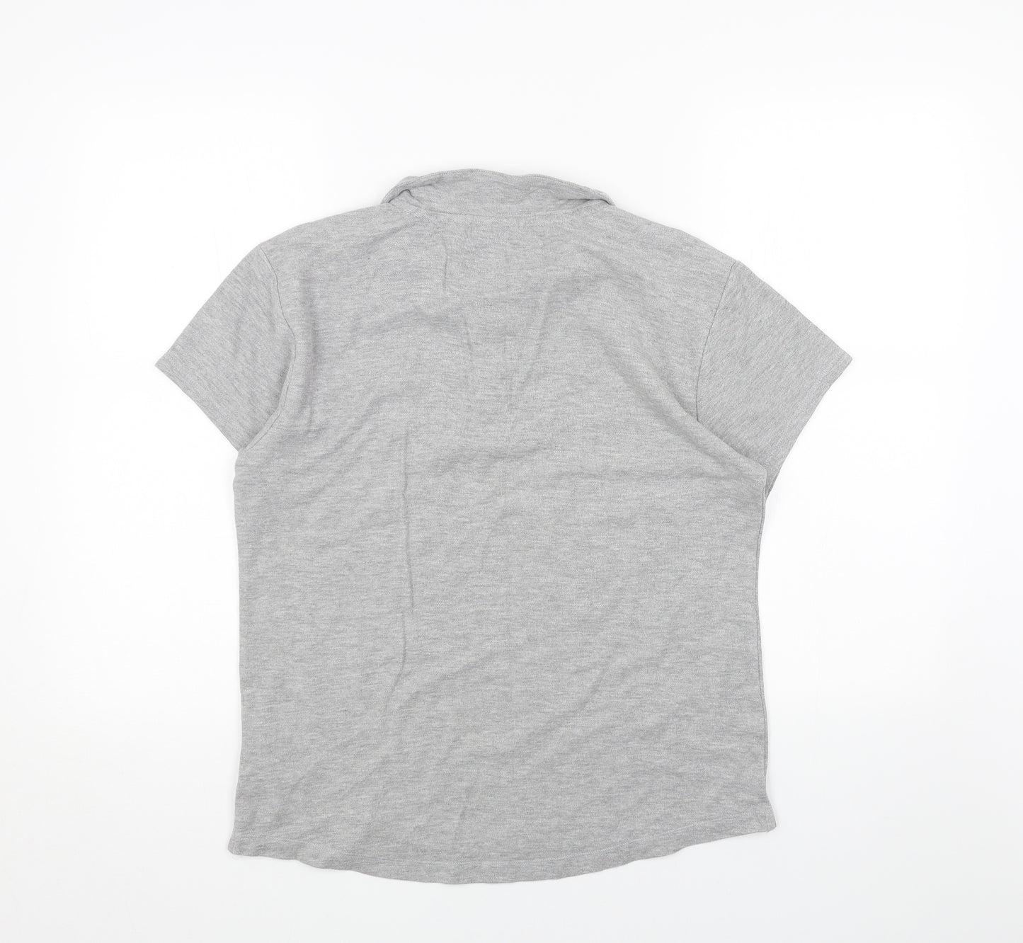 LA Gear Womens Grey Cotton Basic T-Shirt Size 14 V-Neck