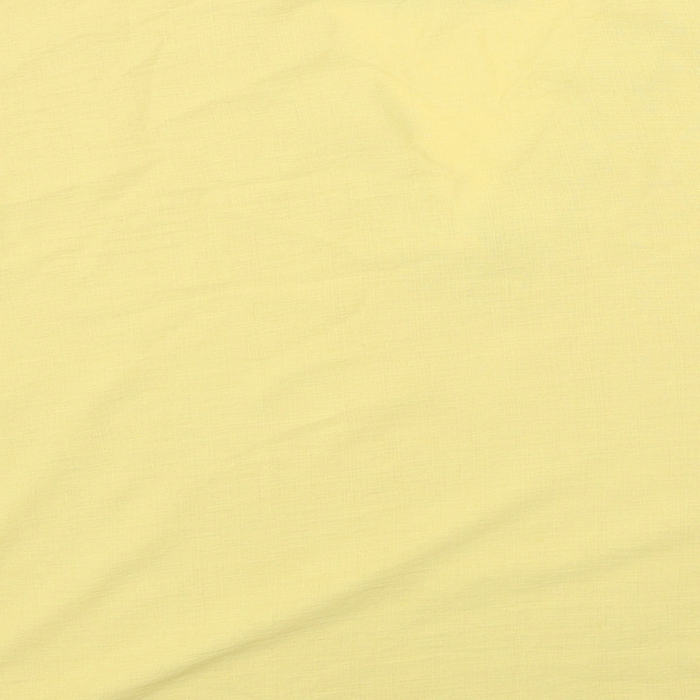 Primark Womens Yellow Polyester Cropped T-Shirt Size L V-Neck