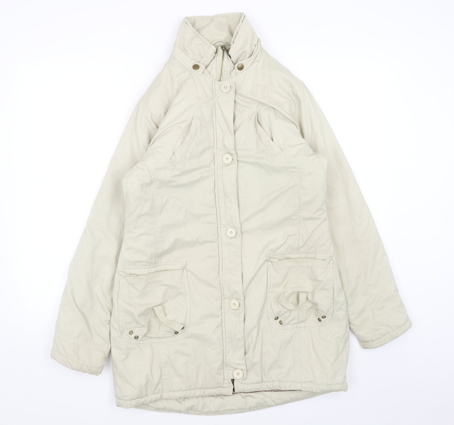 NEXT Womens Beige Overcoat Coat Size 12 Zip