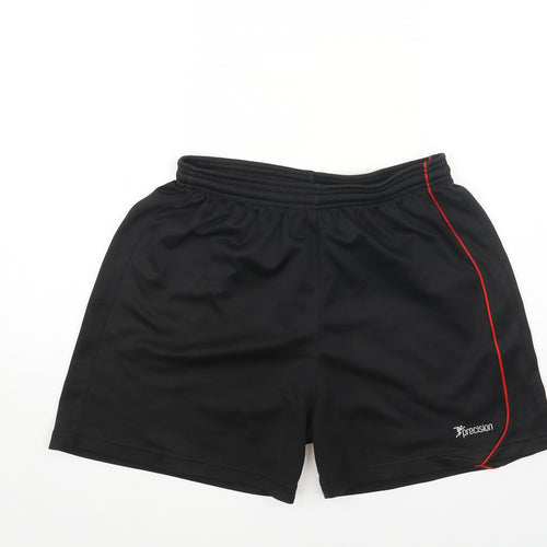 Precision Boys Black Polyurethane Sweat Shorts Size L Regular Drawstring