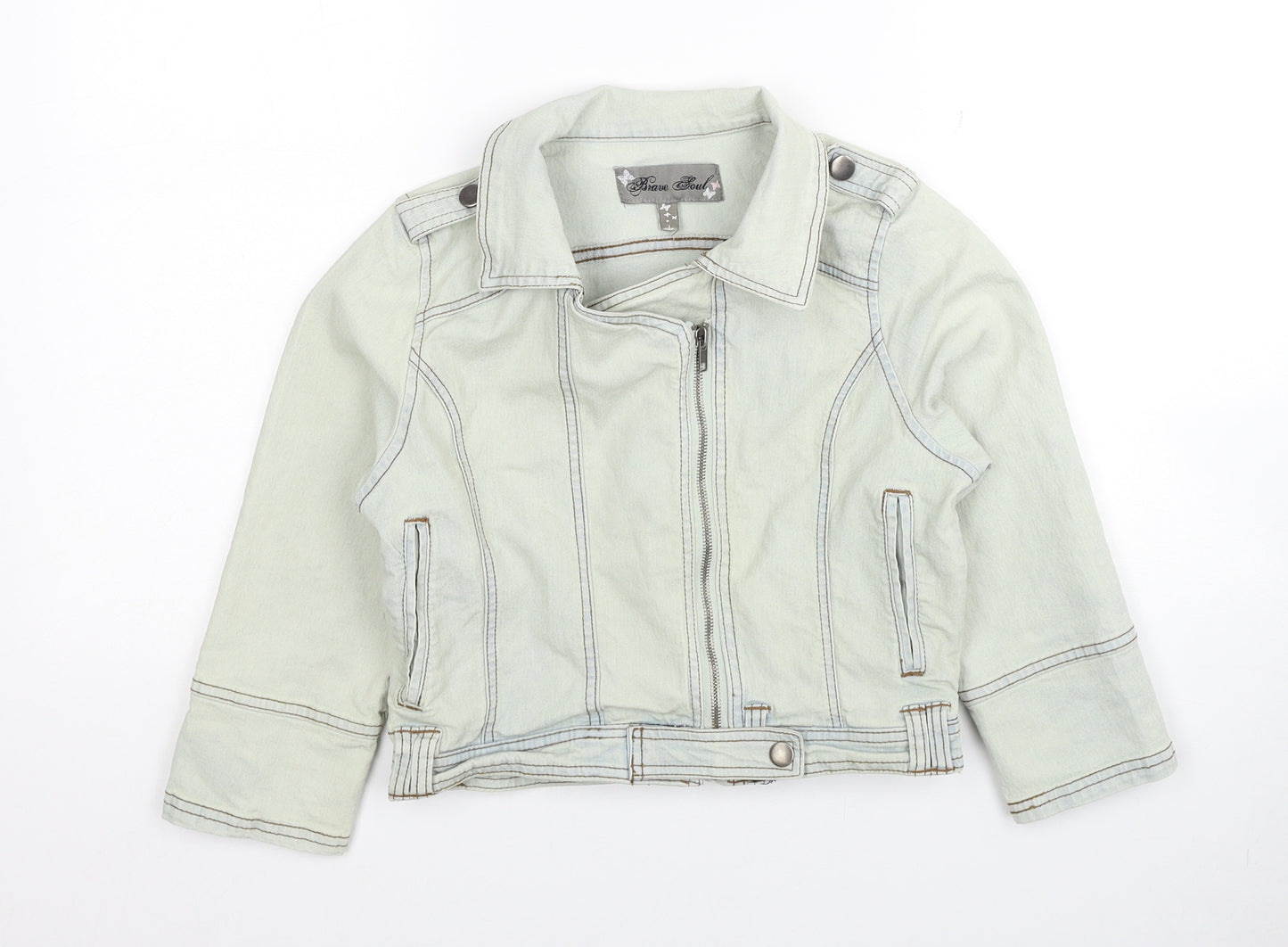 Brave Soul Girls Grey Jacket Size L Zip