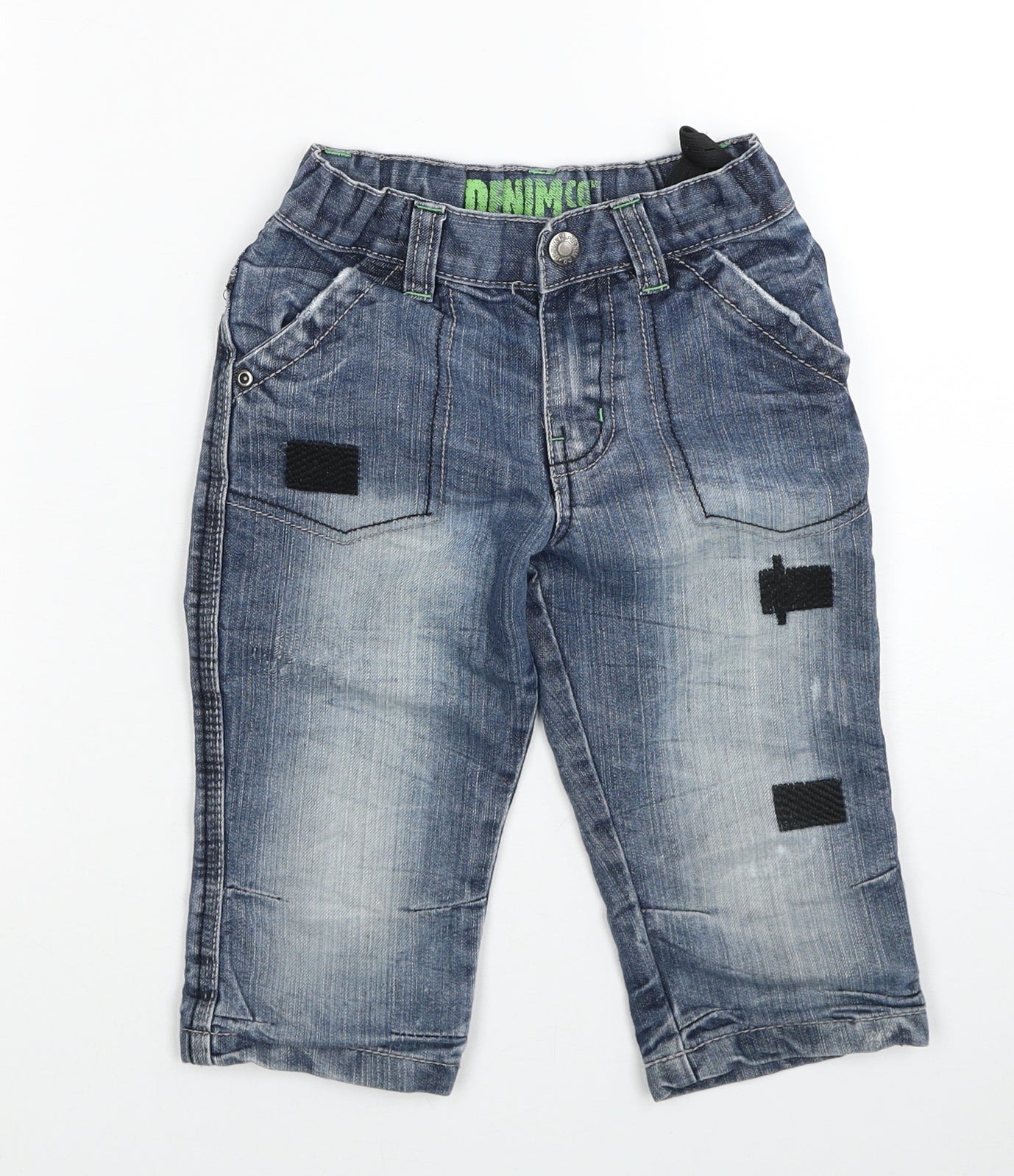 Denim & Co. Boys Blue Cotton Cropped Jeans Size 5-6 Years Regular Zip