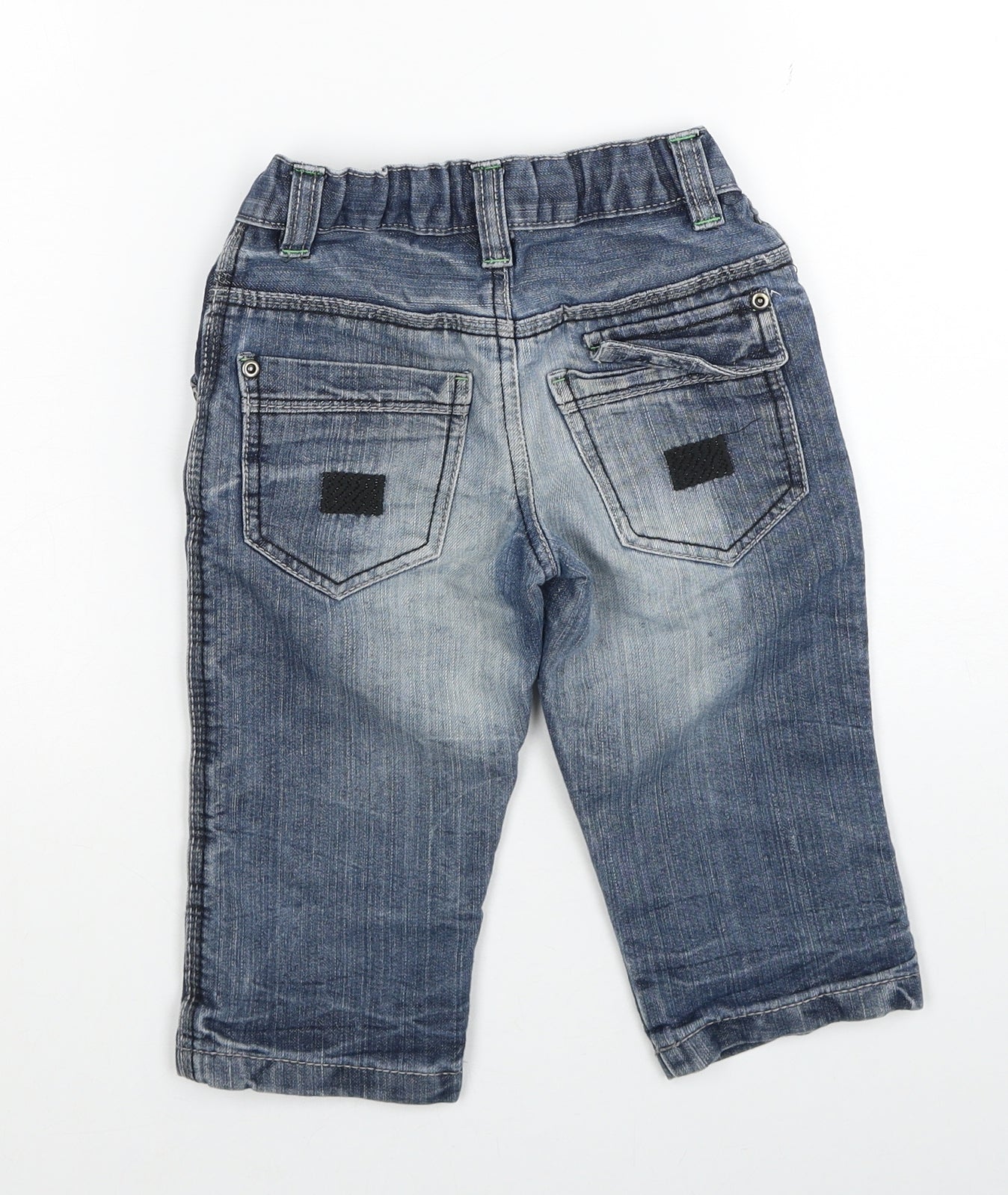 Denim & Co. Boys Blue Cotton Cropped Jeans Size 5-6 Years Regular Zip