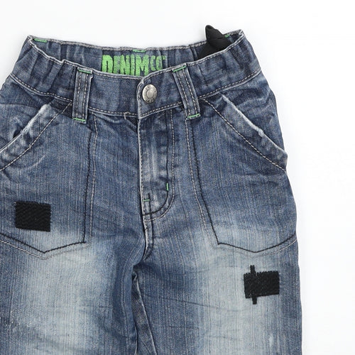 Denim & Co. Boys Blue Cotton Cropped Jeans Size 5-6 Years Regular Zip