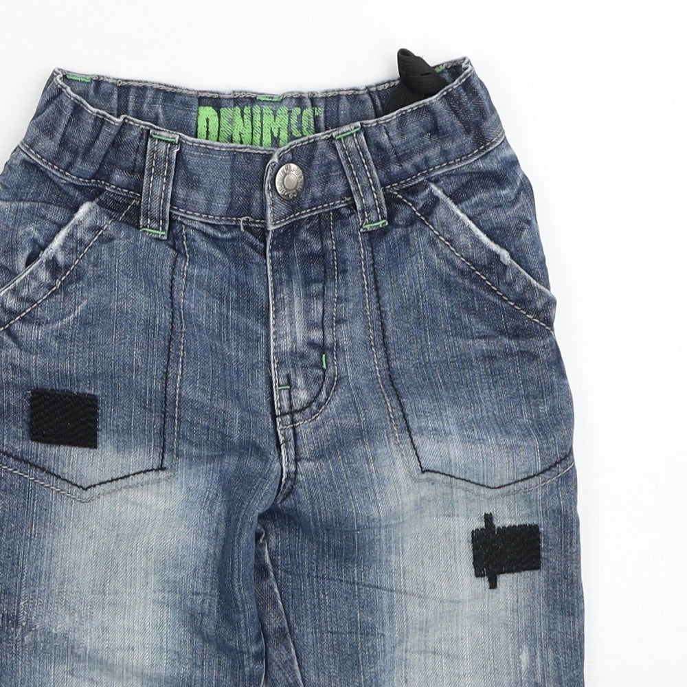 Denim & Co. Boys Blue Cotton Cropped Jeans Size 5-6 Years Regular Zip