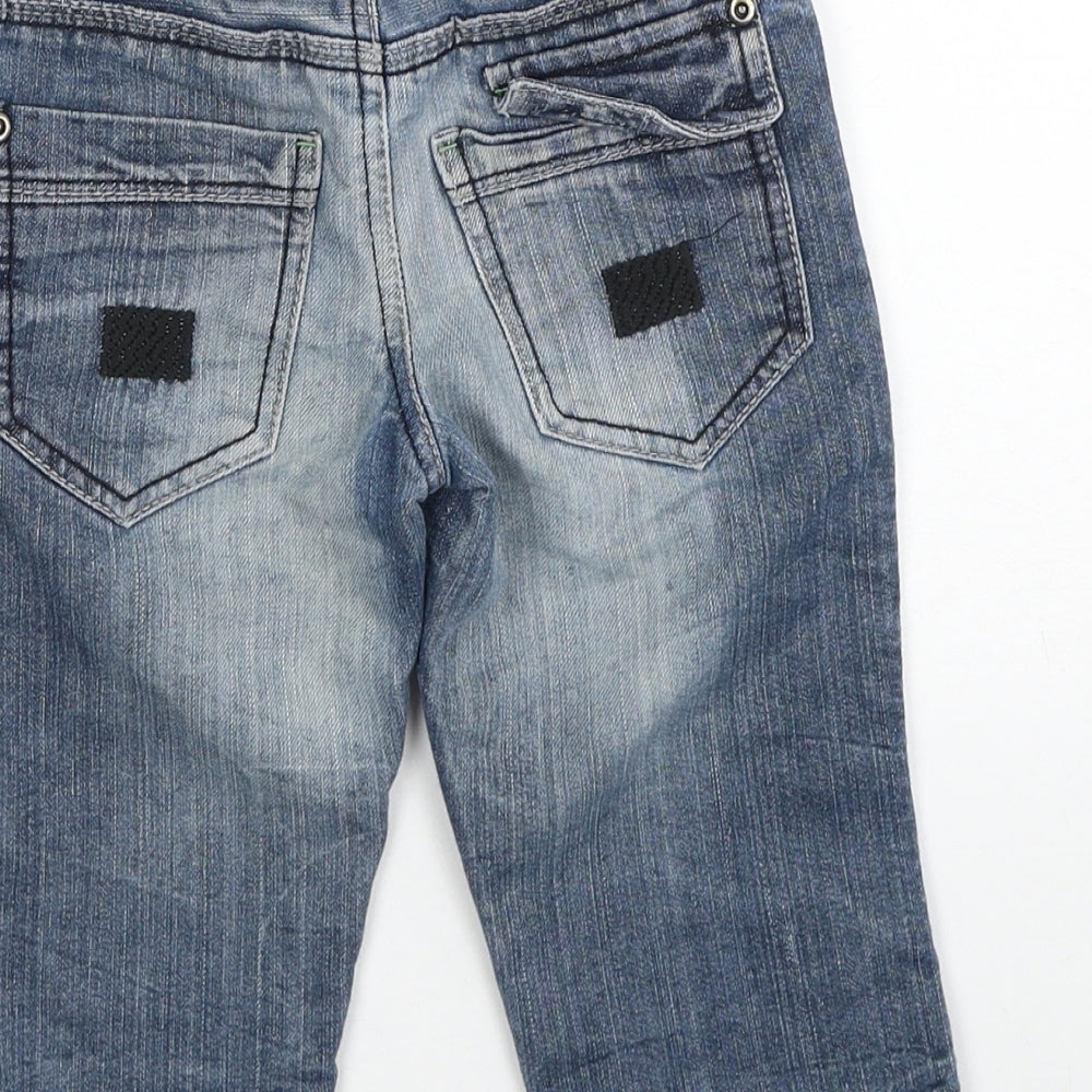 Denim & Co. Boys Blue Cotton Cropped Jeans Size 5-6 Years Regular Zip