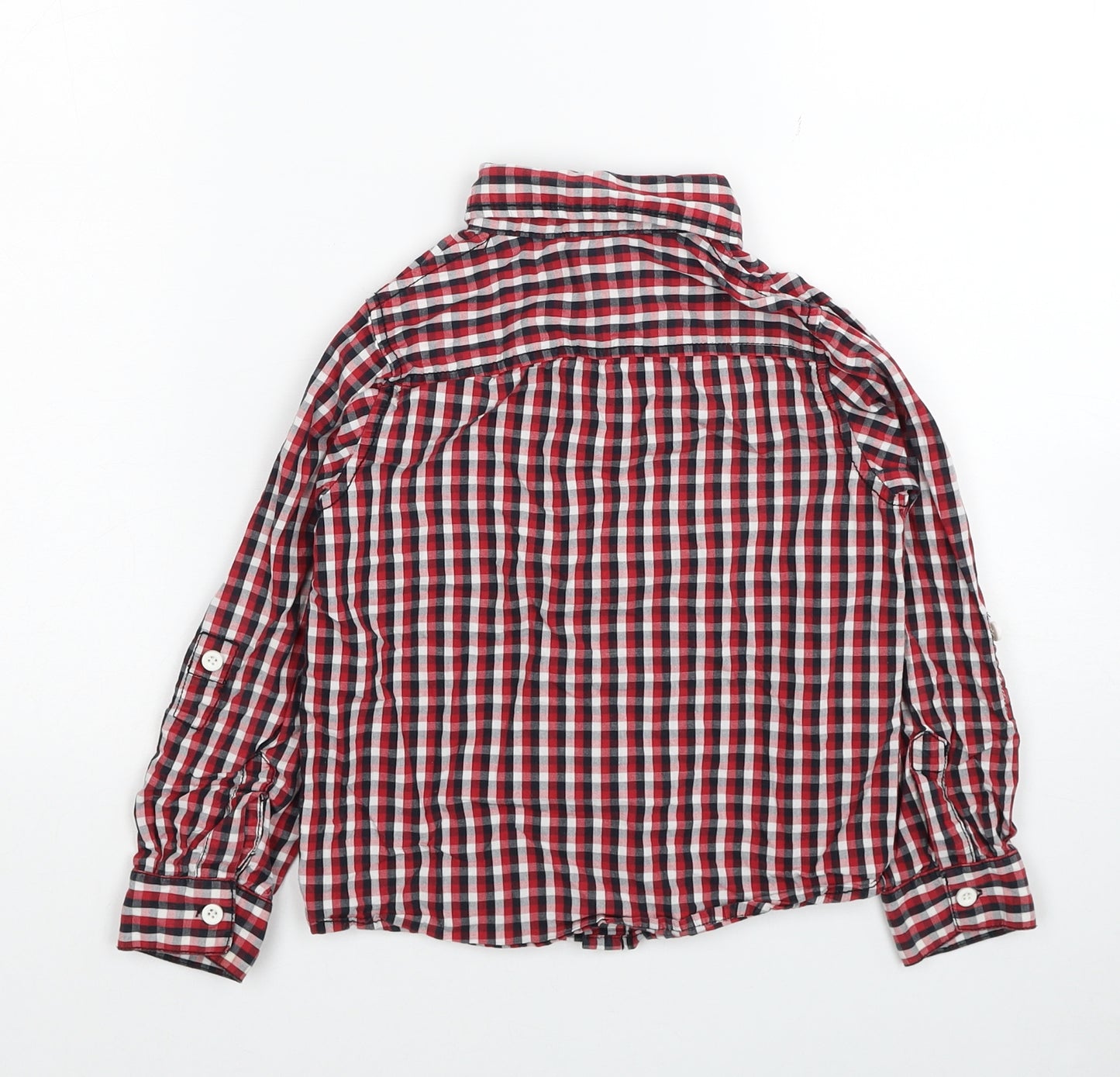 F&F Boys Red Check Cotton Basic Button-Up Size 5-6 Years Collared Button