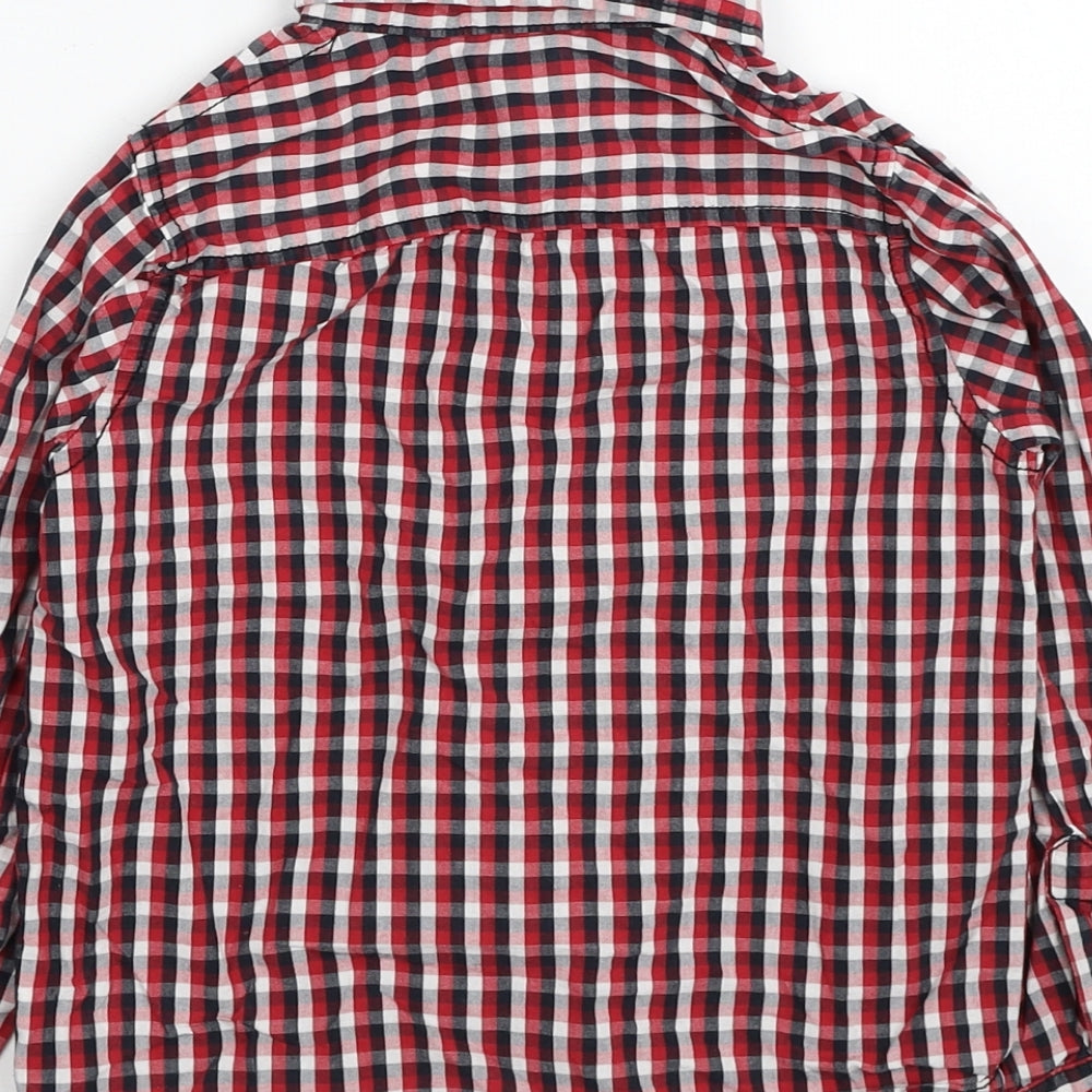 F&F Boys Red Check Cotton Basic Button-Up Size 5-6 Years Collared Button