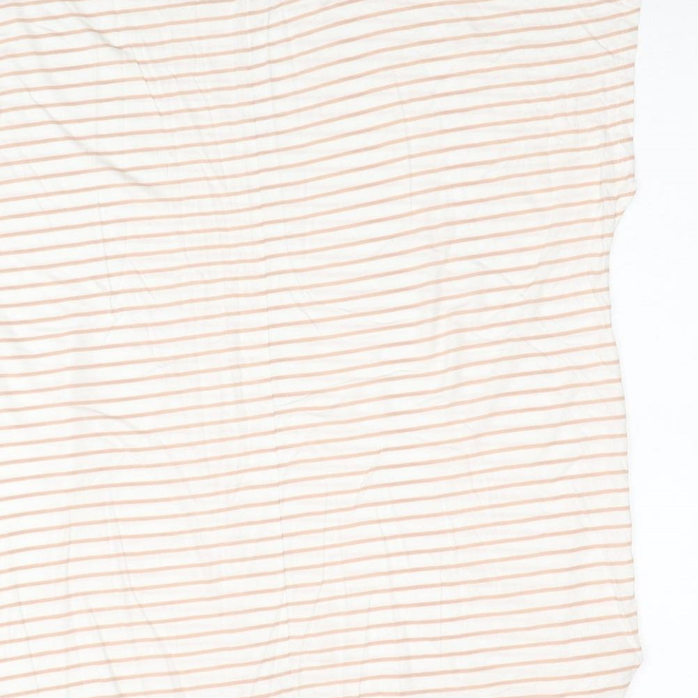 Primark Womens Yellow Striped Viscose Basic T-Shirt Size 12 Round Neck - Size 12-14