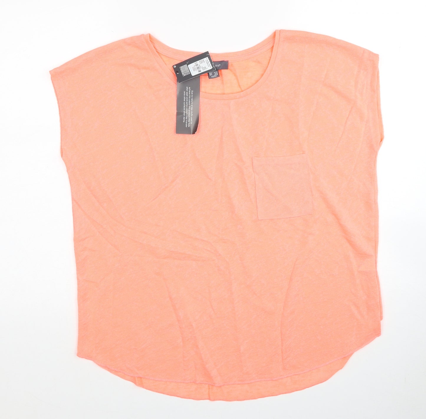 Primark Womens Pink Polyester Basic T-Shirt Size 12 Round Neck - Size 12-14