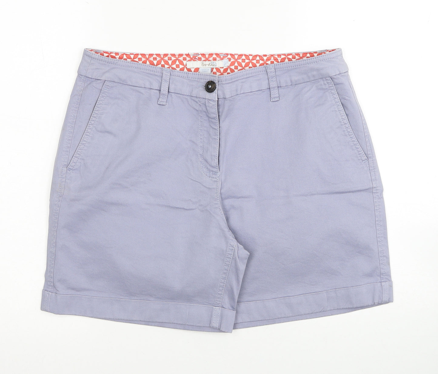 Boden Womens Blue Cotton Chino Shorts Size 12 Regular Zip