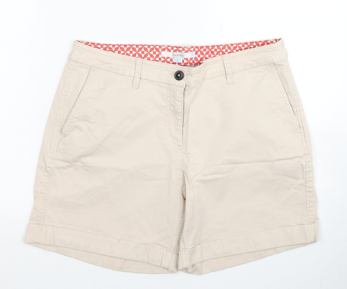 Boden Womens Beige Cotton Chino Shorts Size 12 Regular Zip