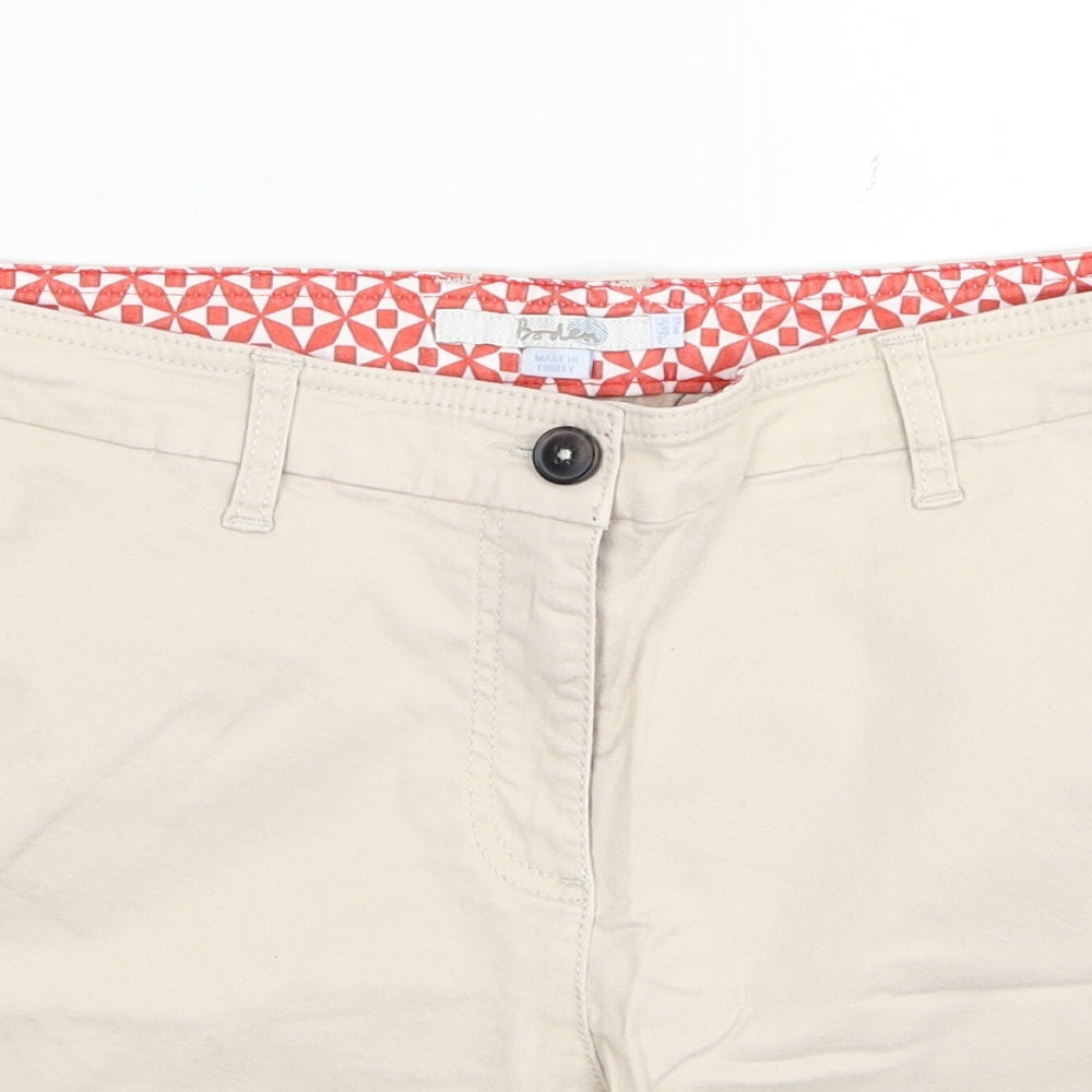 Boden Womens Beige Cotton Chino Shorts Size 12 Regular Zip