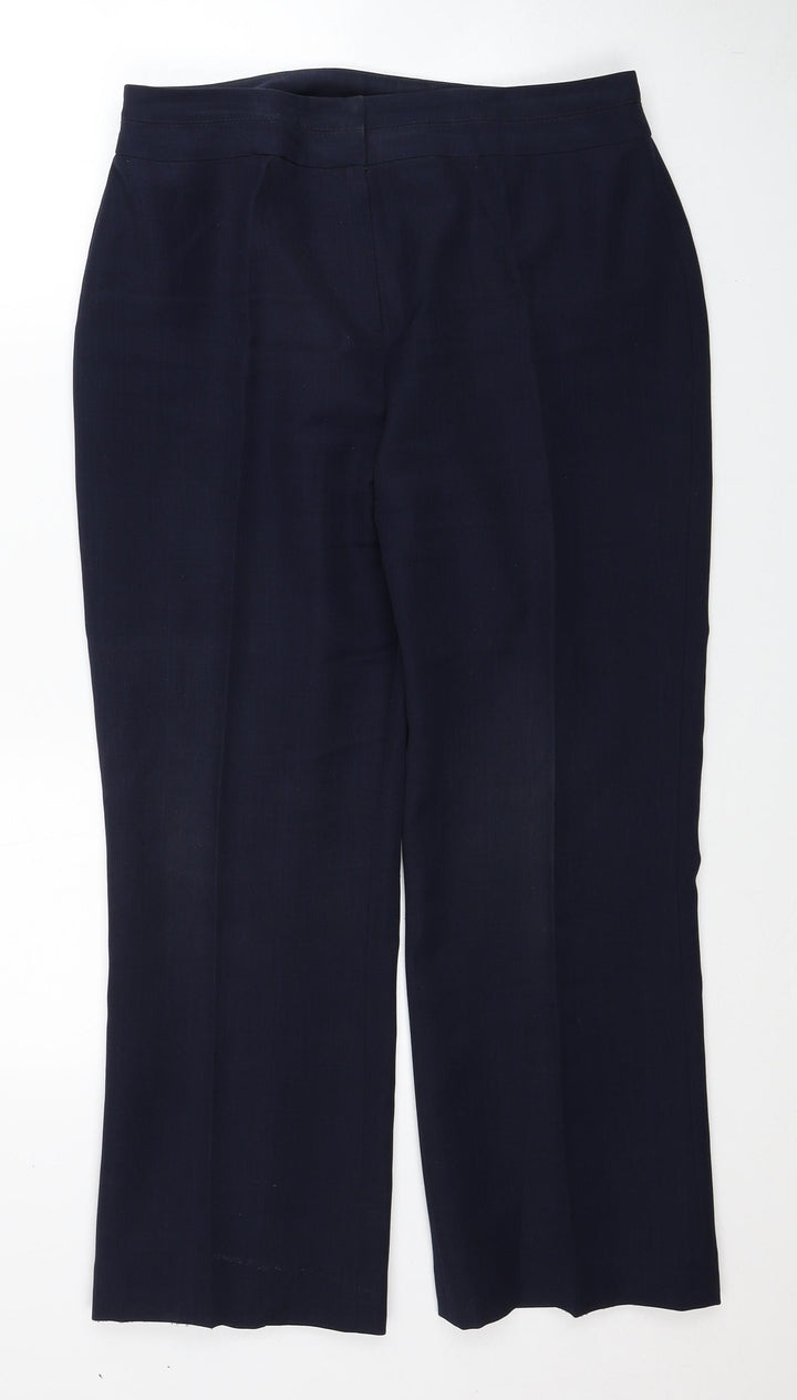 Berkertex Womens Blue Polyester Dress Pants Trousers Size 14 Regular Zip