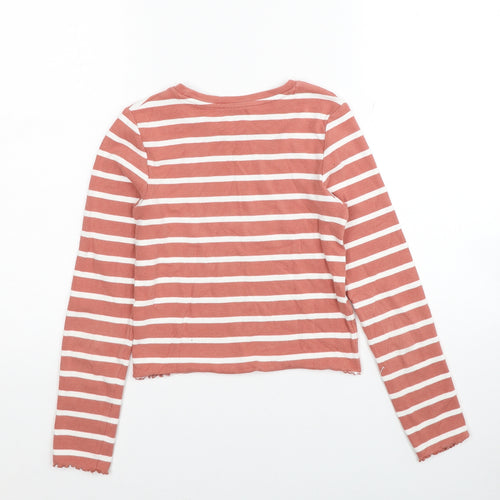 Nutmeg Boys Pink Round Neck Striped Cotton Pullover Jumper Size 11-12 Years Pullover