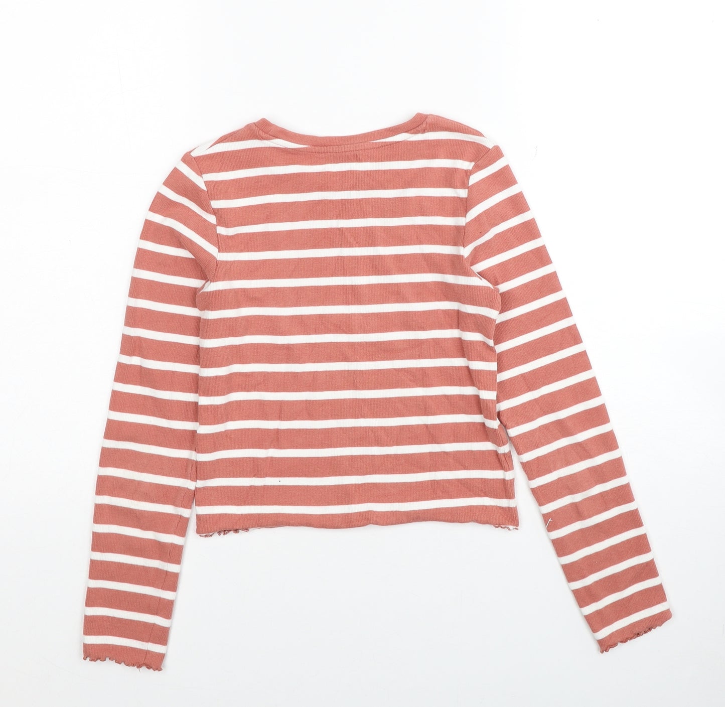 Nutmeg Boys Pink Round Neck Striped Cotton Pullover Jumper Size 11-12 Years Pullover