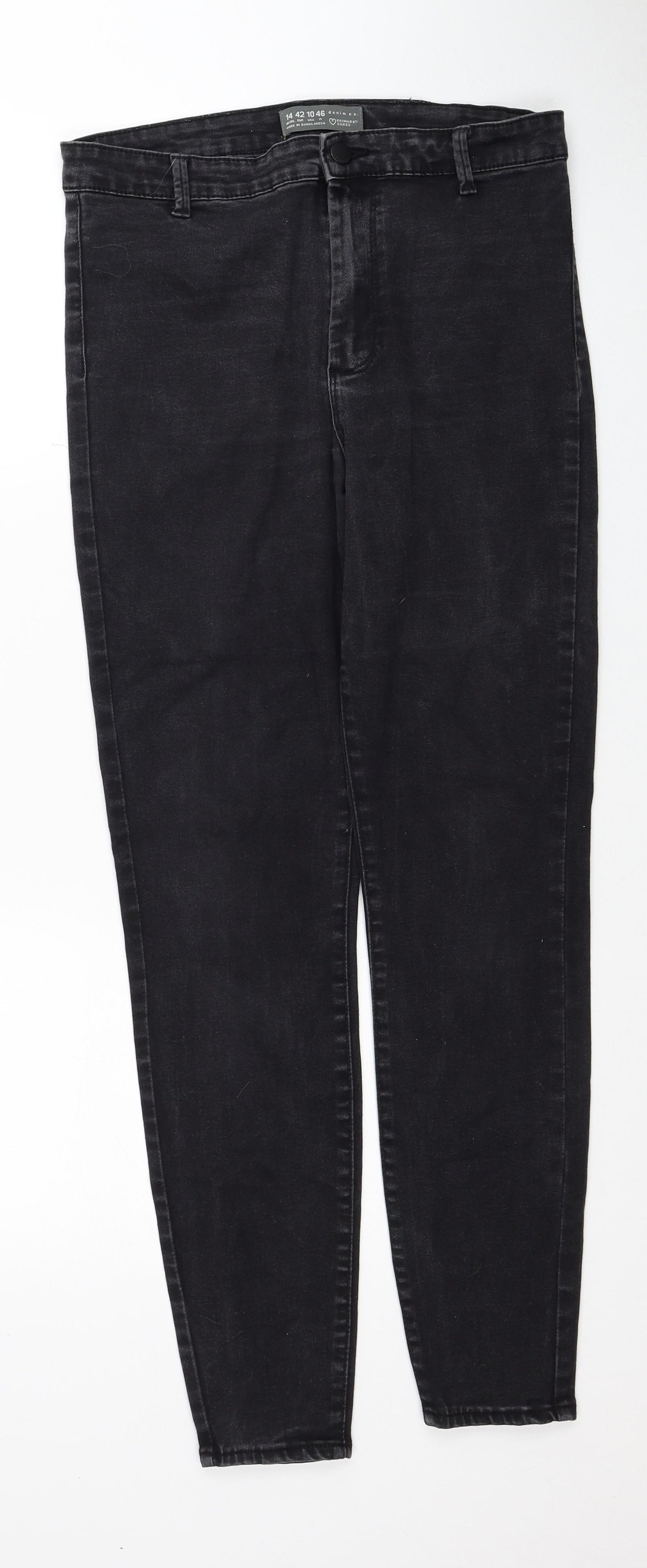 Primark Womens Black Cotton Skinny Jeans Size 14 Regular Zip