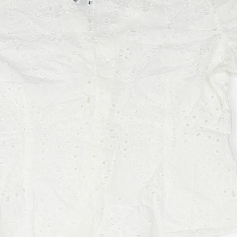 Primark Womens White Cotton Basic Blouse Size 14 V-Neck