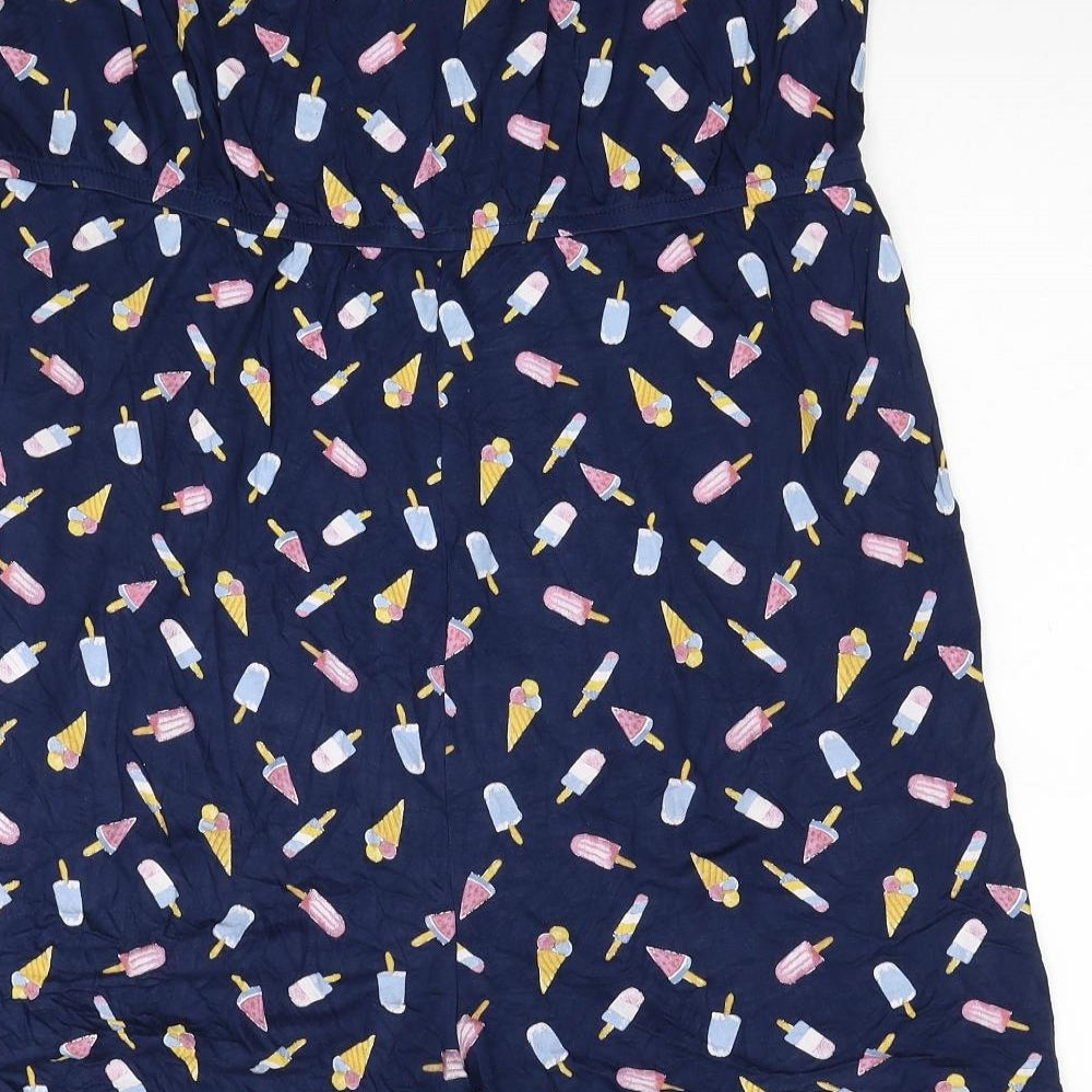 TU Womens Blue Geometric Viscose Playsuit One-Piece Size 20 Pullover - Ice Lolly