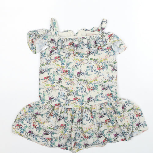 NEXT Girls Multicoloured Floral Polyester Skater Dress Size 4XL Square Neck Zip