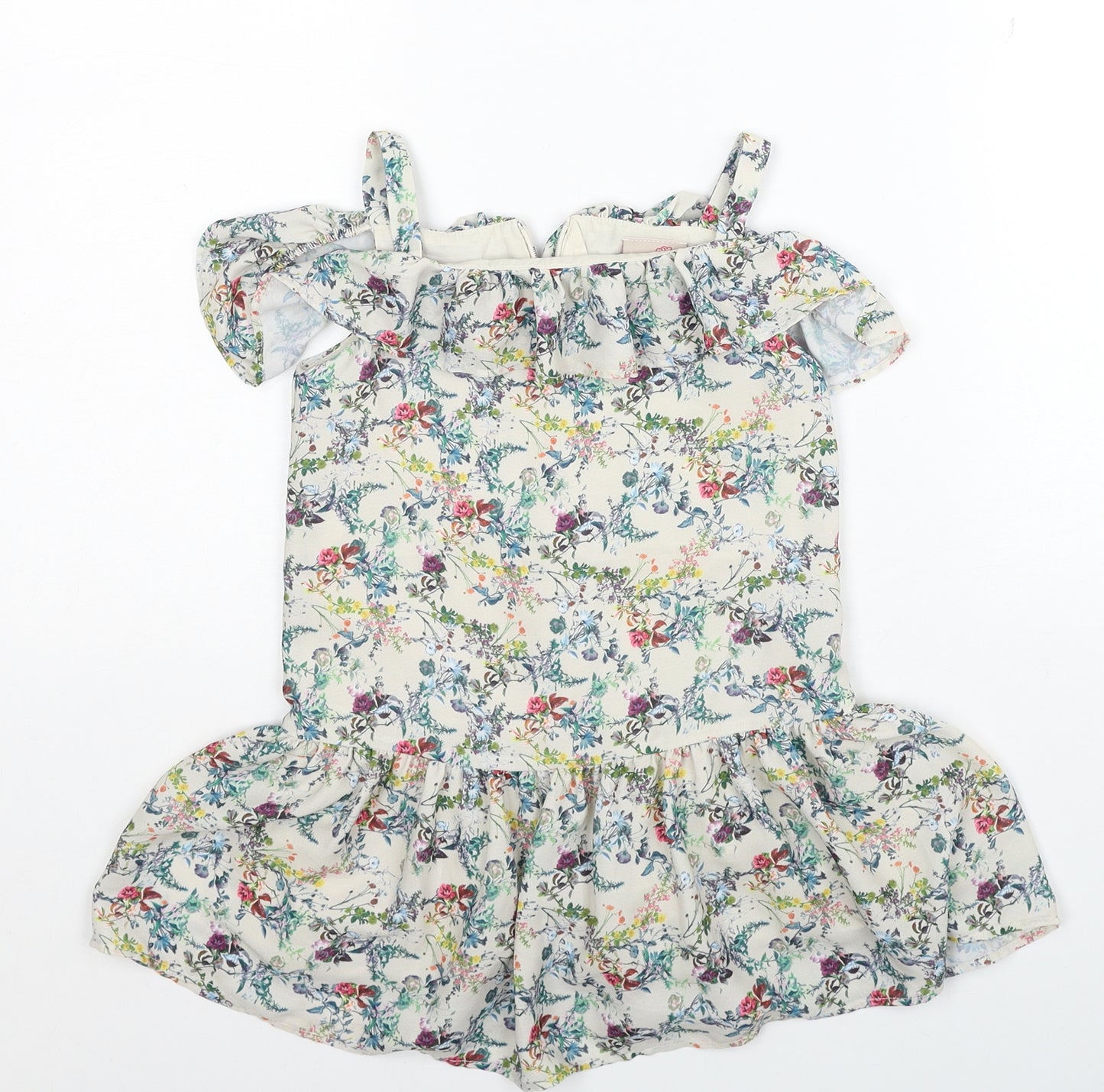 NEXT Girls Multicoloured Floral Polyester Skater Dress Size 4XL Square Neck Zip