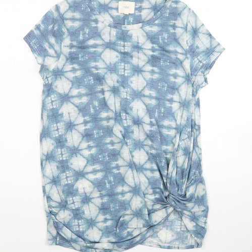 NEXT Womens Blue Geometric Polyester Tunic T-Shirt Size 8 Round Neck