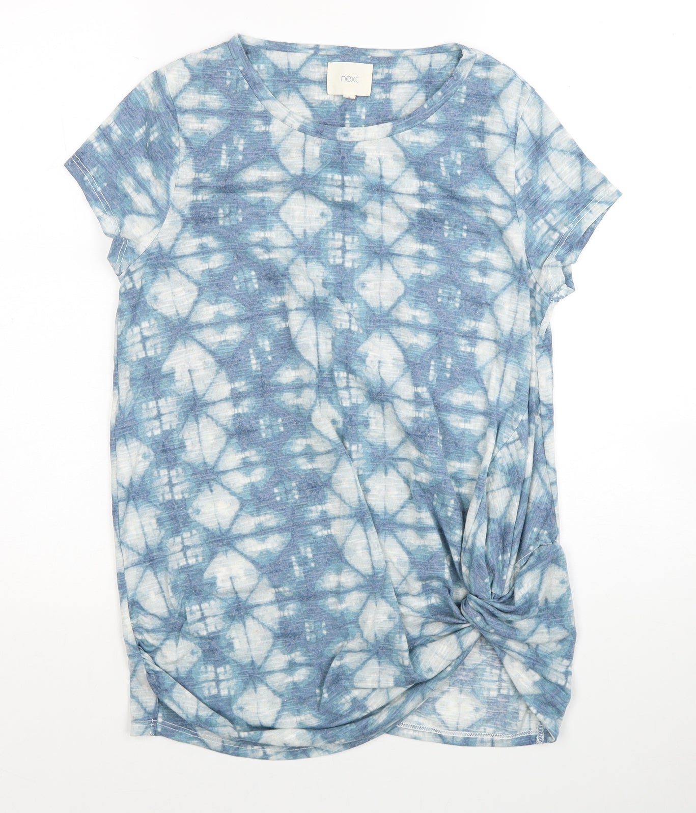 NEXT Womens Blue Geometric Polyester Tunic T-Shirt Size 8 Round Neck
