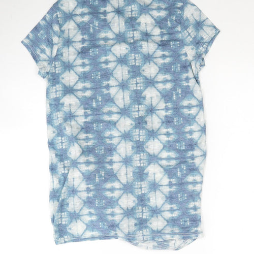 NEXT Womens Blue Geometric Polyester Tunic T-Shirt Size 8 Round Neck