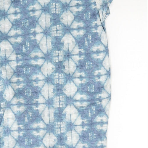 NEXT Womens Blue Geometric Polyester Tunic T-Shirt Size 8 Round Neck