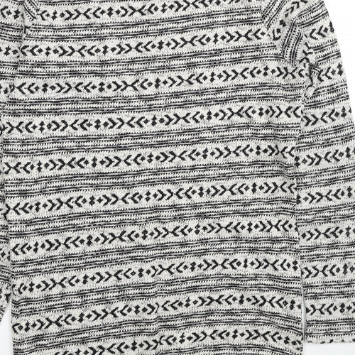 New Look Womens Black V-Neck Geometric Polyester Shrug Jumper Size 8