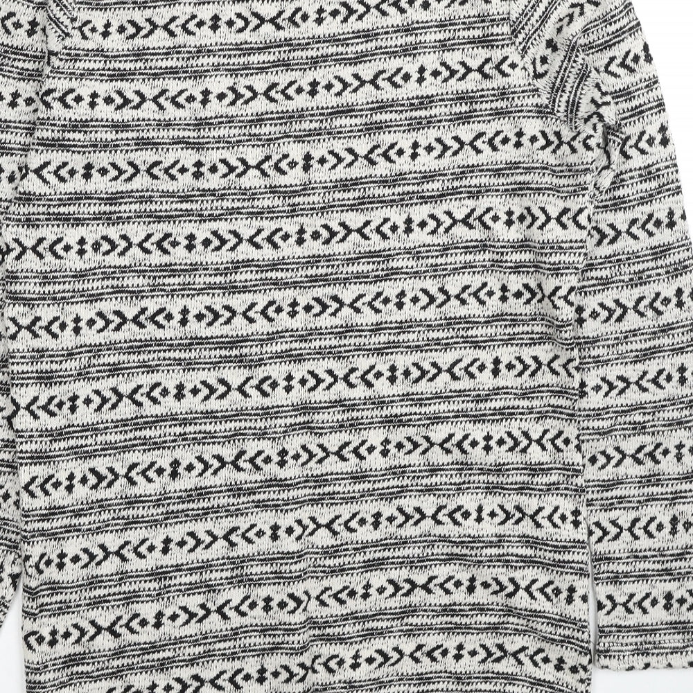 New Look Womens Black V-Neck Geometric Polyester Shrug Jumper Size 8