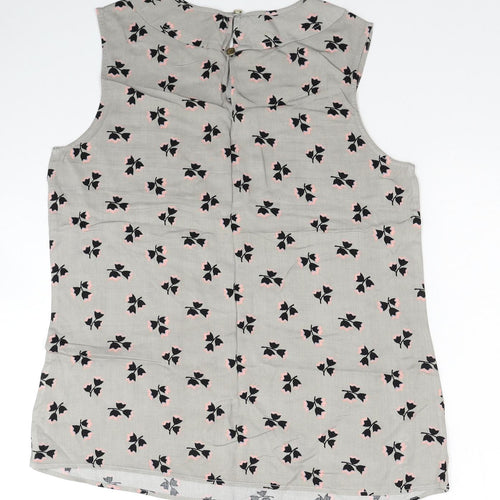 Oasis Womens Grey Geometric Polyester Basic Tank Size 10 Round Neck