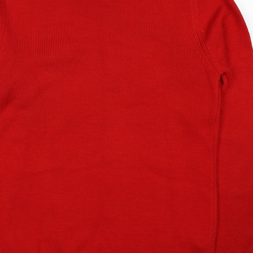 Cedar Wood State Mens Red Round Neck Acrylic Pullover Jumper Size S - Christmas