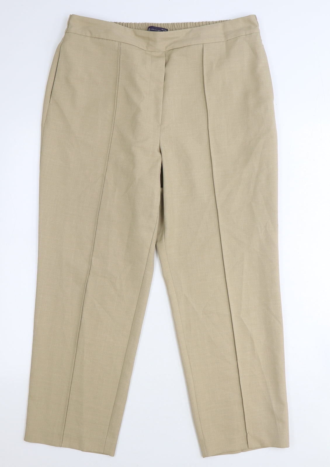 Marks and Spencer Womens Beige Polyester Dress Pants Trousers Size 16 Regular