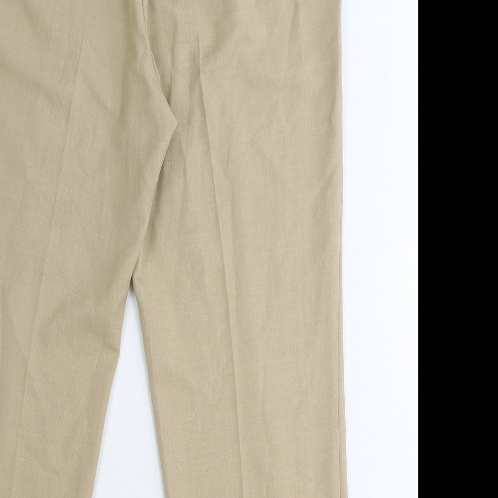 Marks and Spencer Womens Beige Polyester Dress Pants Trousers Size 16 Regular