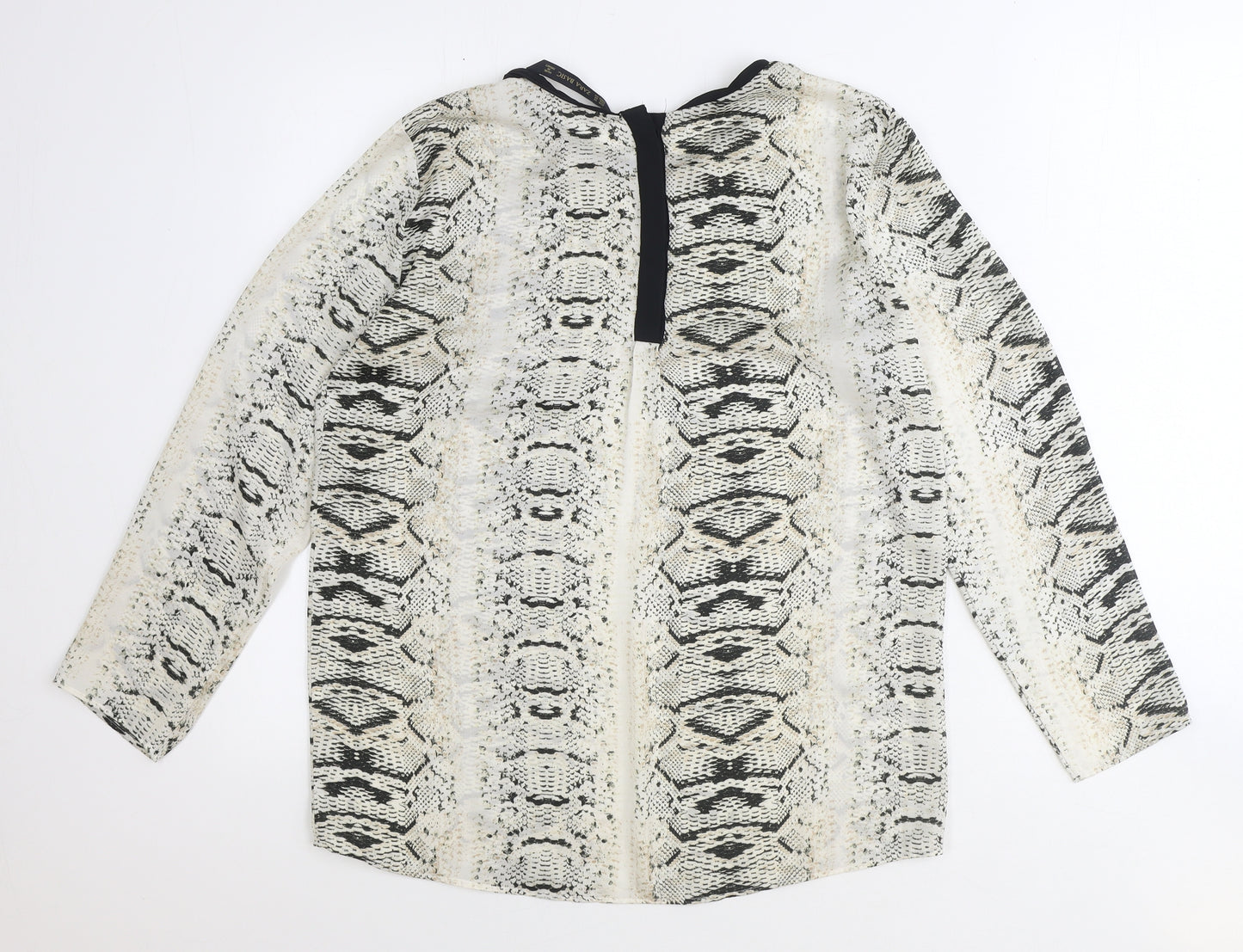Zara Womens Ivory Animal Print Polyester Basic T-Shirt Size M Round Neck - Snake Print